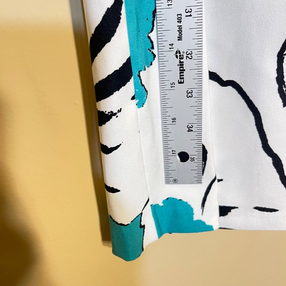 Dress Barn White Sheath Dress with Teal Floral Print - Picture 9 of 11